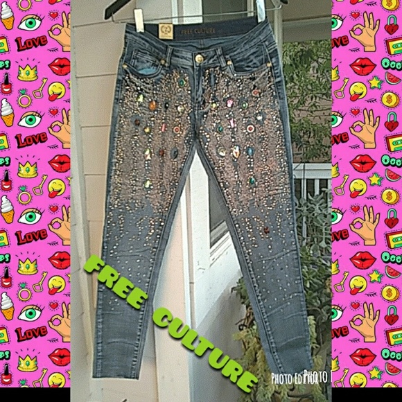 FREE CULTURE Denim - FREE CULTURE BLING BLING SKINNY JEANS NWT